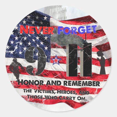 Never Forget September 11 Classic Round Sticker