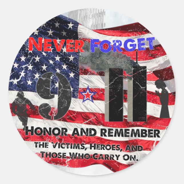 Never Forget September 11 Classic Round Sticker (Front)