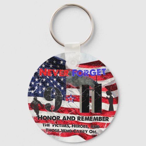 Never Forget September 11 Keychain