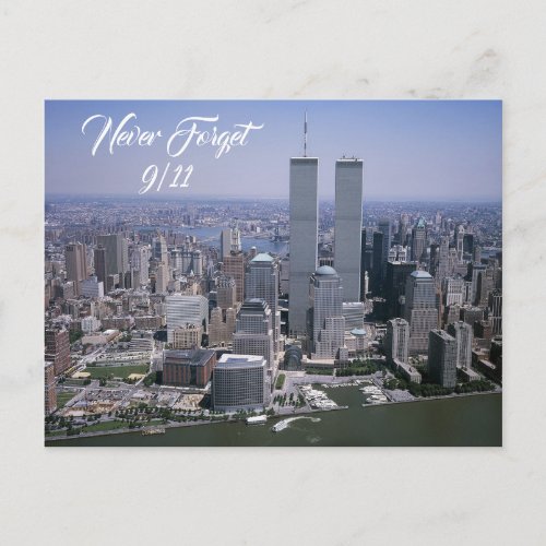 Never Forget September 11 Twin Towers Remembrance Postcard