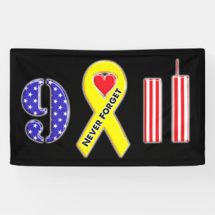 Never Forget September 11 Yellow Ribbon Banner
