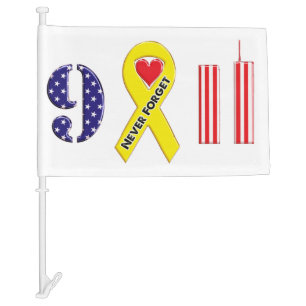 Never Forget September 11 Yellow Ribbon Car Flag
