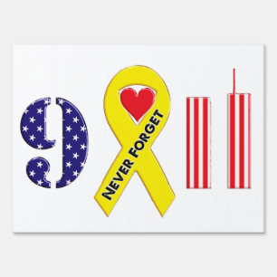 Never Forget September 11 Yellow Ribbon Sign