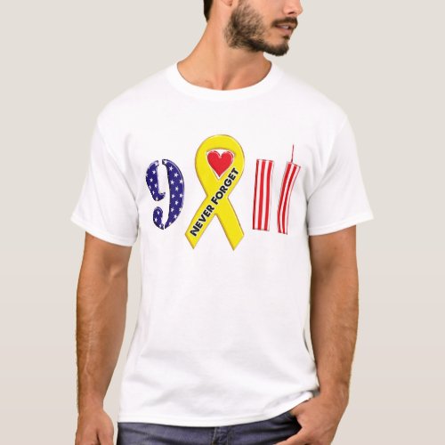 Never Forget September 11 Yellow Ribbon T_Shirt