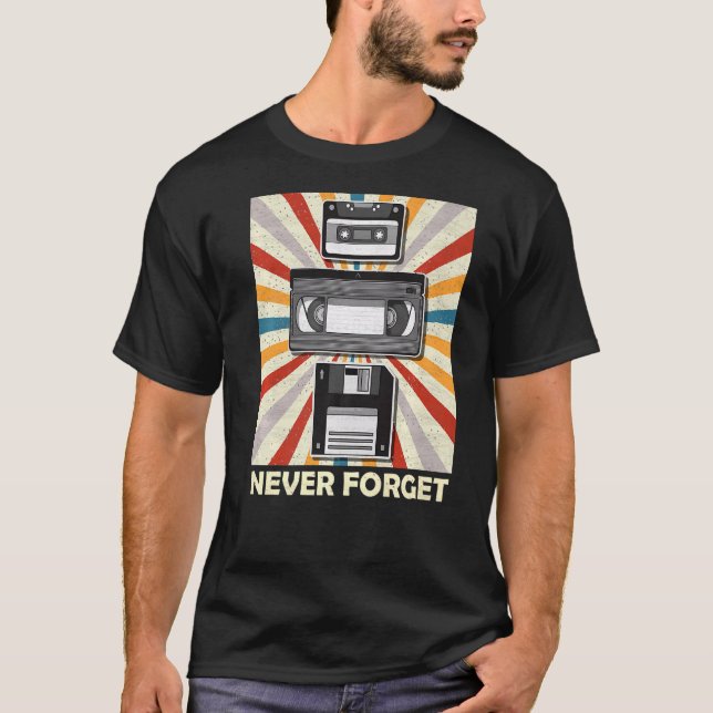 Never Forget Tee Funny Videocassette Floppy Disk V (Front)