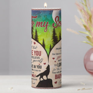 Never Forget That I Love You- Wolf Dad To Son Pillar Candle