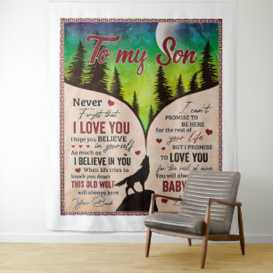 Never Forget That I Love You- Wolf Dad To Son Tapestry