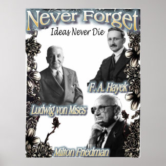 Never Forget the Austrians Hayek, Friedman, Mises Poster