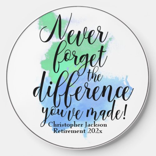 Never Forget The Difference Retirement Watercolor Wireless Charger