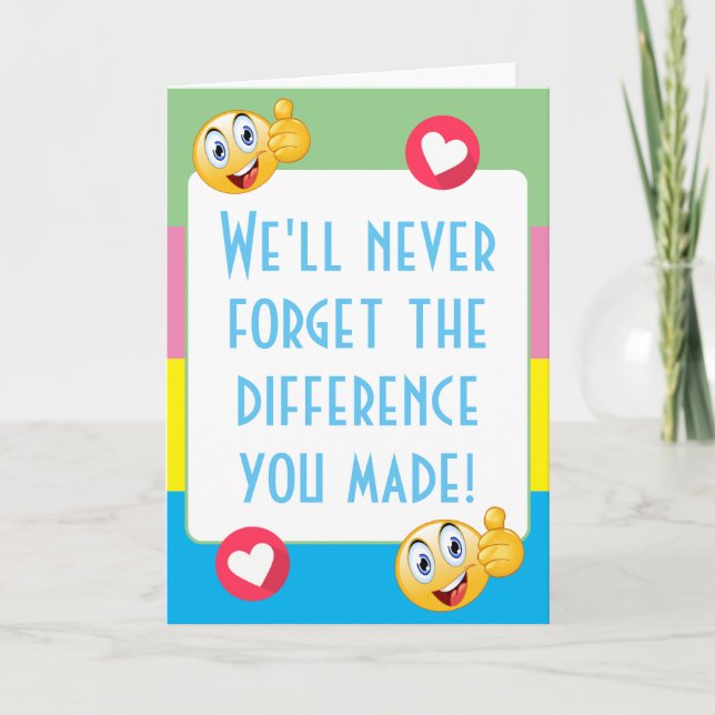 Never Forget The Difference Smile Face Teacher Letterpress Thank You Card (Front)