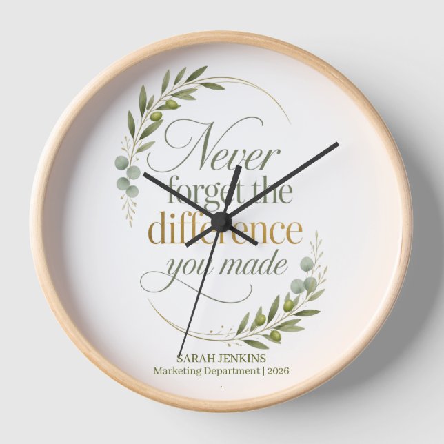 Never Forget The Difference You Made Retirement  Clock (Front)