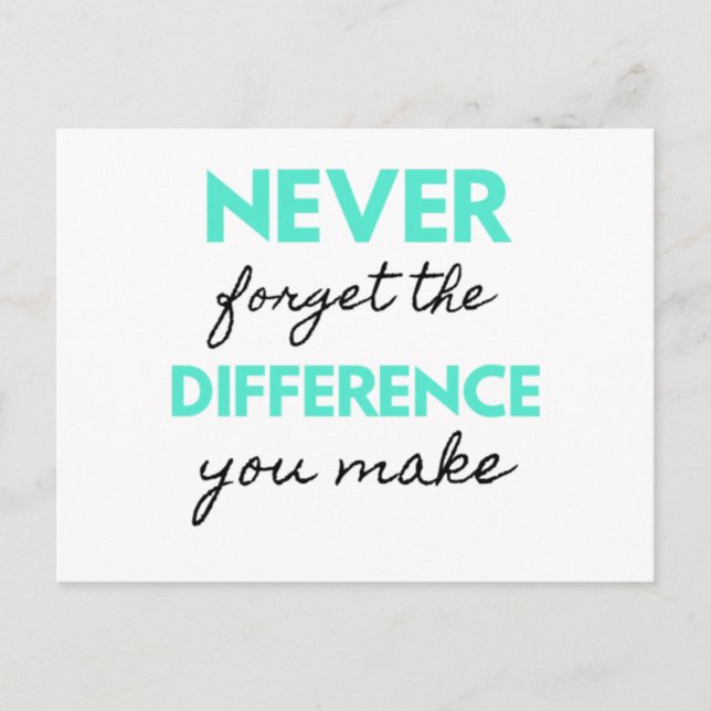 Never Forget The Difference You Make 2 Holiday Postcard (Front)