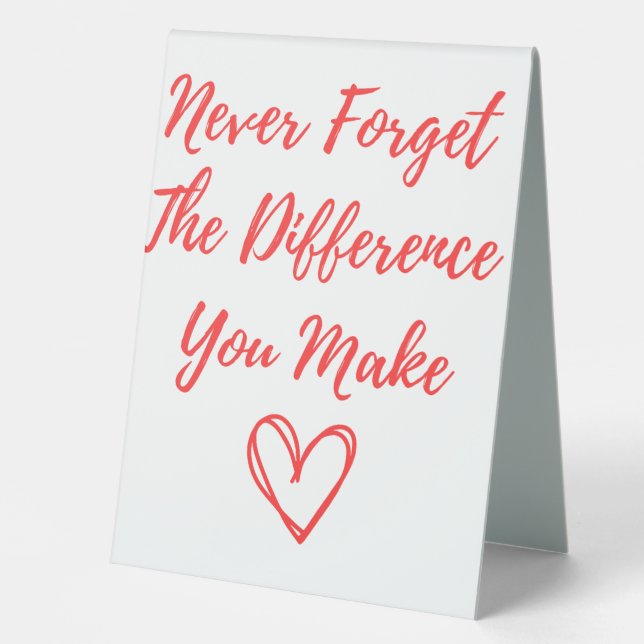 Never Forget The Difference You Make, Thankful Table Tent (Front)