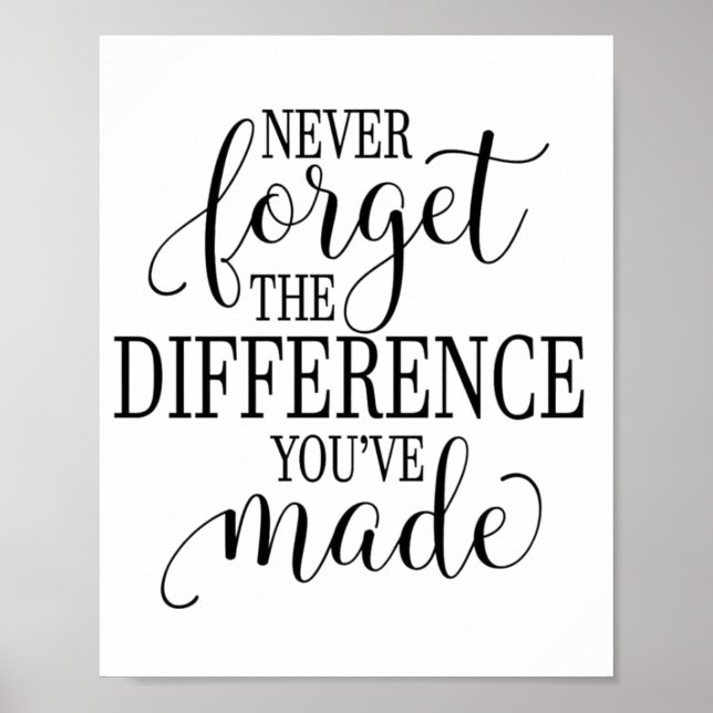Never Forget the Difference You’ve Made Poster (Front)