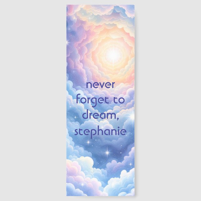 "Never Forget to Dream" Celestial Clouds Girl's Bookmarks (Front)