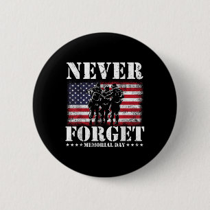 Never Forget Usa Flag Memorial Day Button