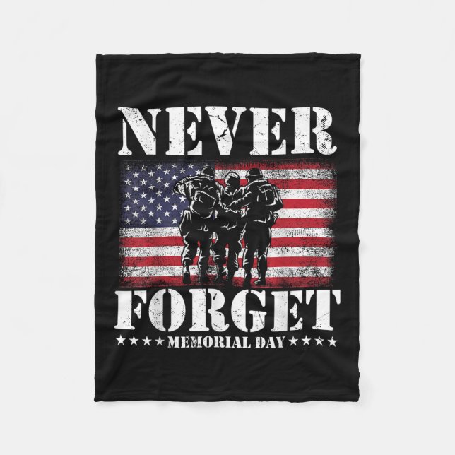 Never Forget Usa Flag Memorial Day  Fleece Blanket (Front)