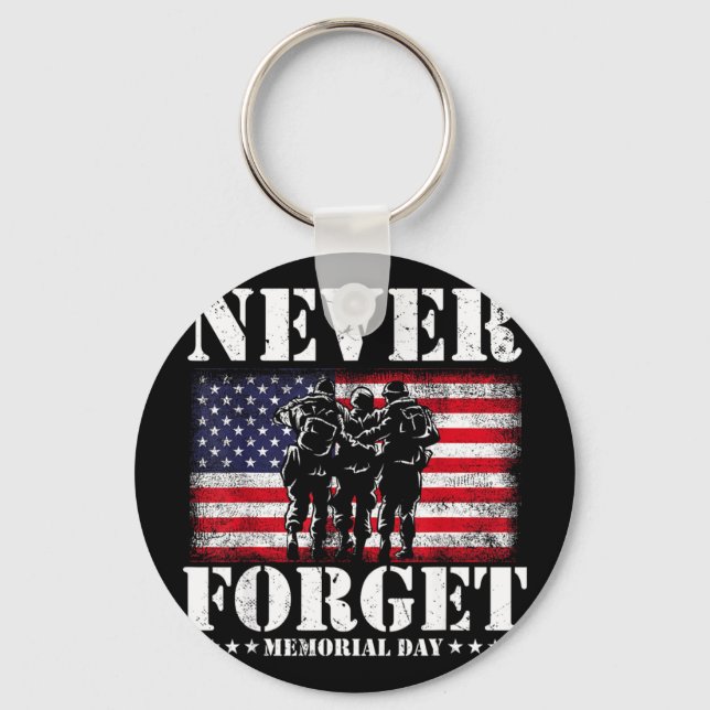 Never forget usa flag memorial day Never forget us Keychain (Front)