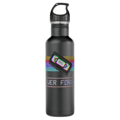 Never Forget VHS VCR Tape Retro Vintage 80s 90s 26 Stainless Steel Water Bottle