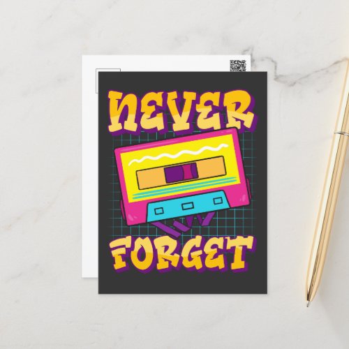 Never Forget Vintage Cassette Tape Postcard