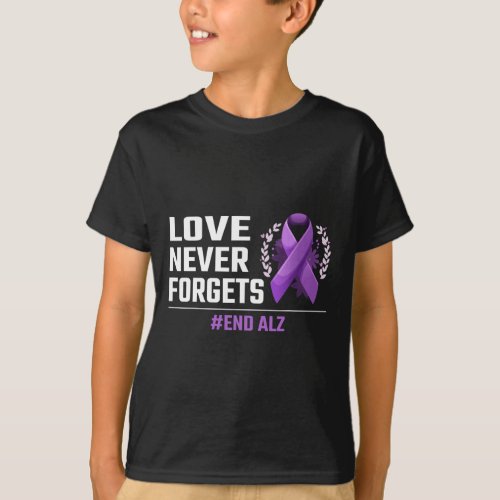 Never Forgets Alzheimer Purple Ribbon Heimer Aware T_Shirt