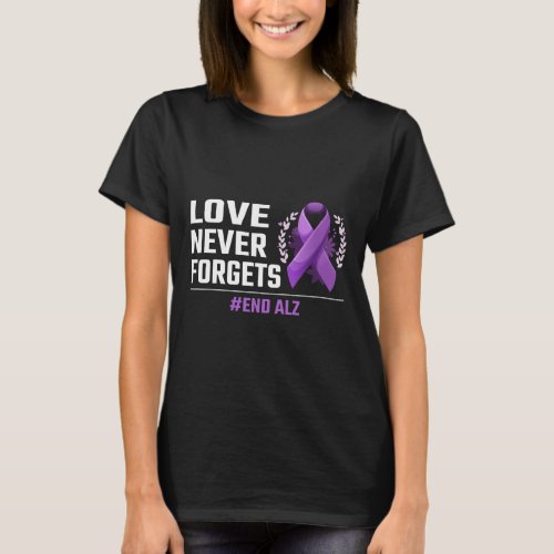 Never Forgets Alzheimer Purple Ribbon Heimer Aware T_Shirt