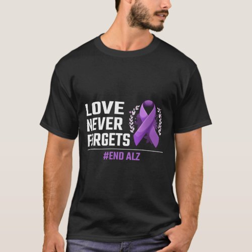 Never Forgets Alzheimer Purple Ribbon Heimer Aware T_Shirt