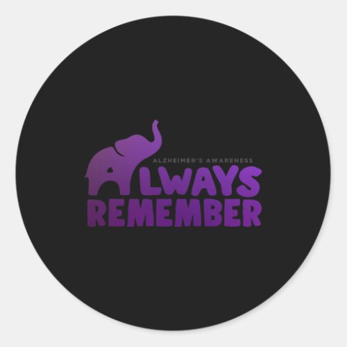 Never Forgets Alzheimerheimer Elephant 2  Classic Round Sticker