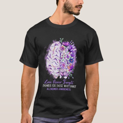 Never Forgets Alzheimerheimers Awareness Brain Di T_Shirt