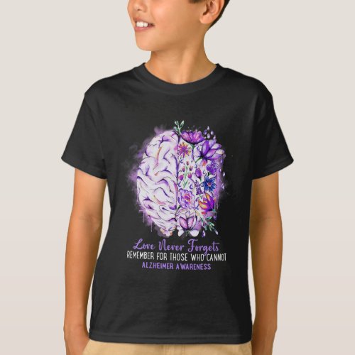 Never Forgets Alzheimerheimers Awareness Brain Di T_Shirt