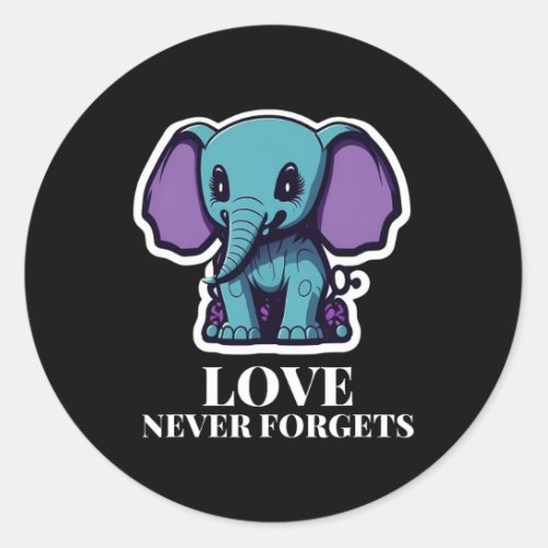 Never Forgets Elephant For Girls Alzheimerheimers Classic Round Sticker