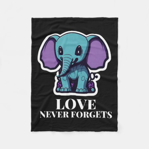 Never Forgets Elephant For Girls Alzheimerheimers Fleece Blanket