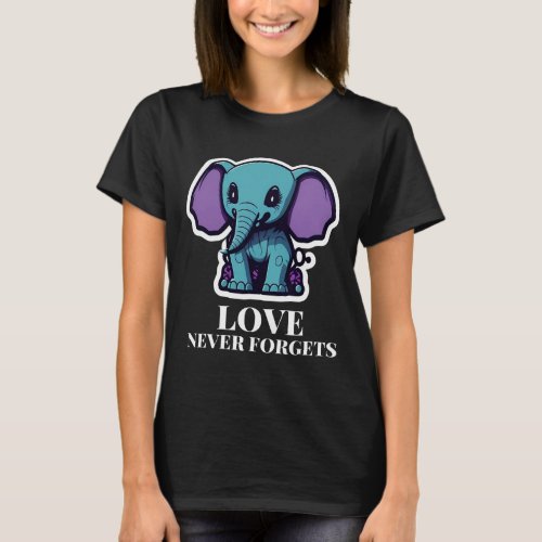 Never Forgets Elephant For Girls Alzheimerheimers T_Shirt