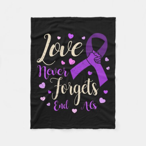 Never Forgets End Alzheimer Heimer Awareness Purpl Fleece Blanket