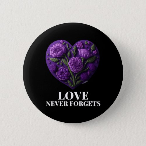 Never Forgets Heart Flower Woman Alzheimerheimers Button