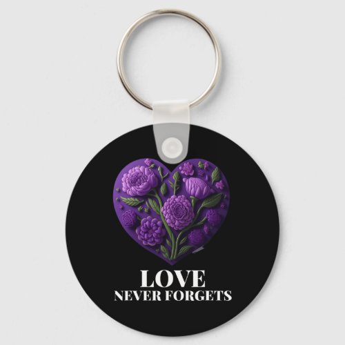 Never Forgets Heart Flower Woman Alzheimerheimers Keychain