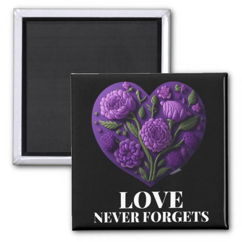 Never Forgets Heart Flower Woman Alzheimerheimers Magnet