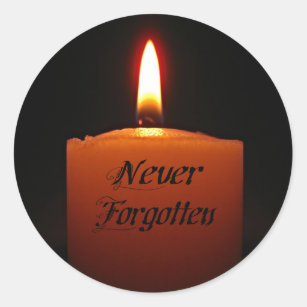 Candle Funeral Memorial Round Labels, White Premium Satin Gloss