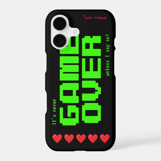 'Never GAME OVER' retro 80s computer geek's Iphone Case (Back)