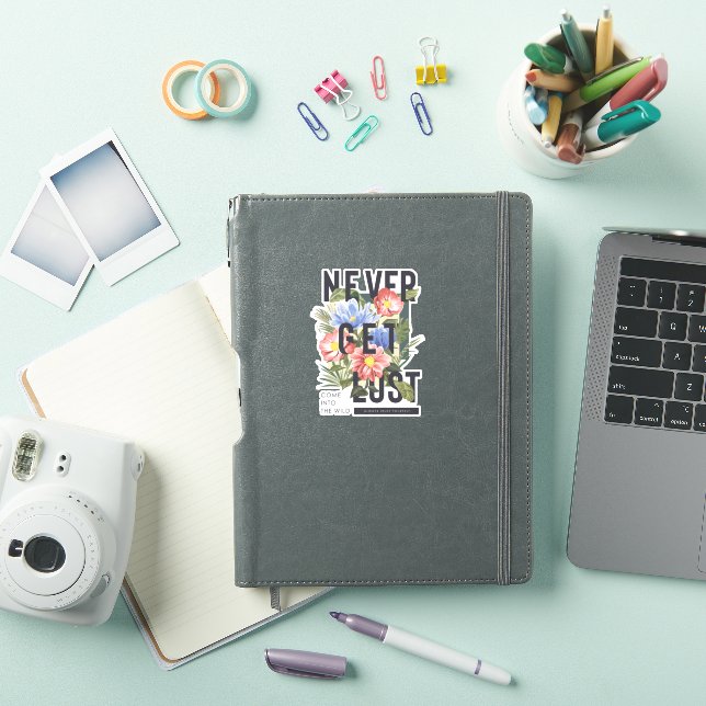 Never Get Lost Floral Slogan Sticker (iPad Cover)