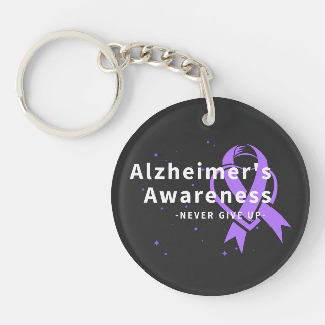 Never Give Up - Alzheimer's Awareness Keychain (Front)