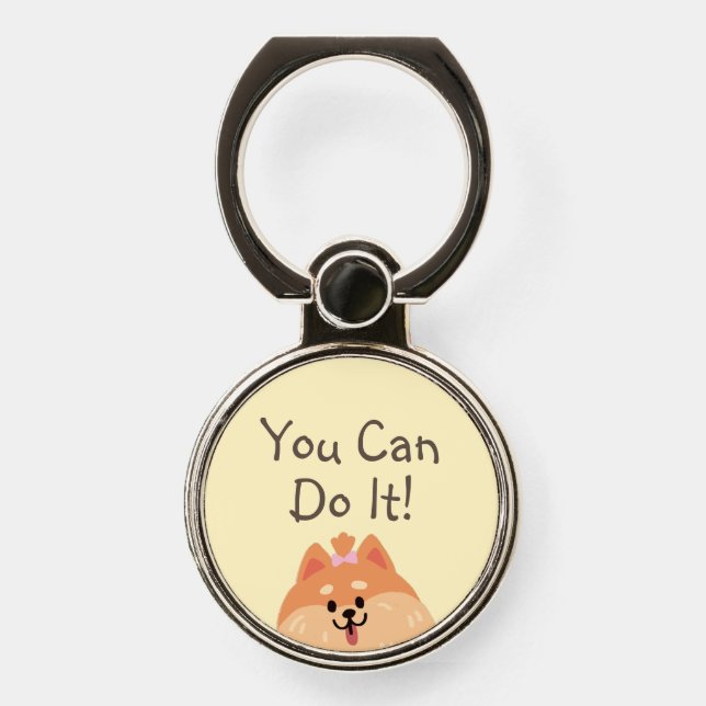 Never Give Up and Cute Puppy  Phone Ring Stand (Front)