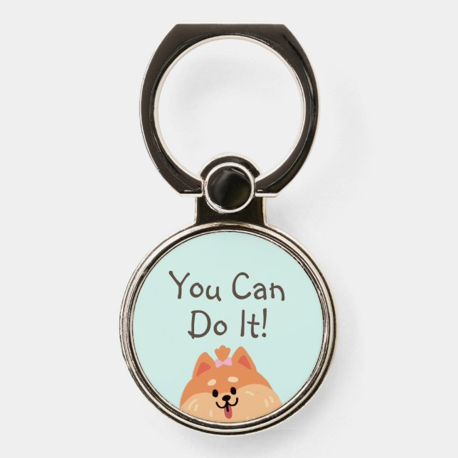 Never Give Up and Cute Puppy  Phone Ring Stand (Front)