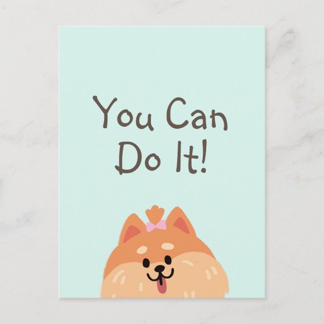 Never Give Up and Cute Puppy  Postcard (Front)