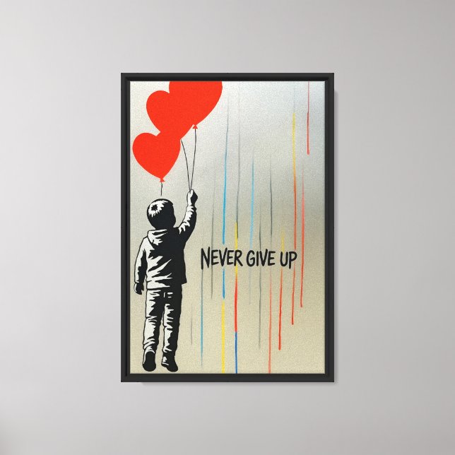 Never Give Up Balloon Boy Canvas Art Print (Front)