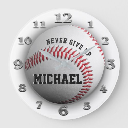 Never Give Up Baseball Clock