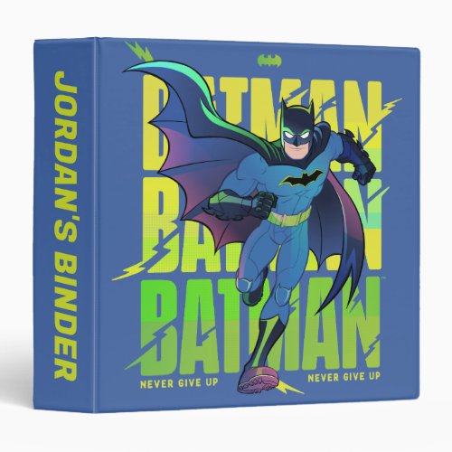 Never Give Up Batman Running Graphic 3 Ring Binder