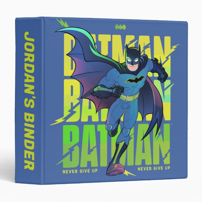 Never Give Up Batman Running Graphic 3 Ring Binder (Front/Spine)