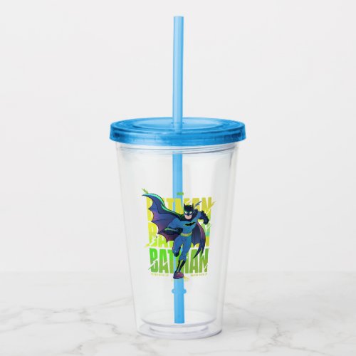 Never Give Up Batman Running Graphic Acrylic Tumbler