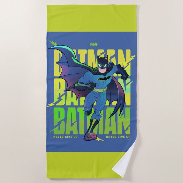 Never Give Up Batman Running Graphic Beach Towel (Front)